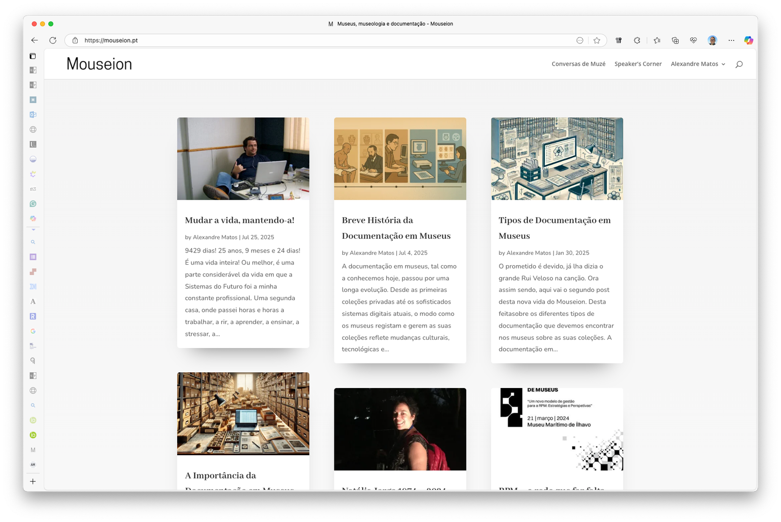 Captura de ecrã do site Mouseion